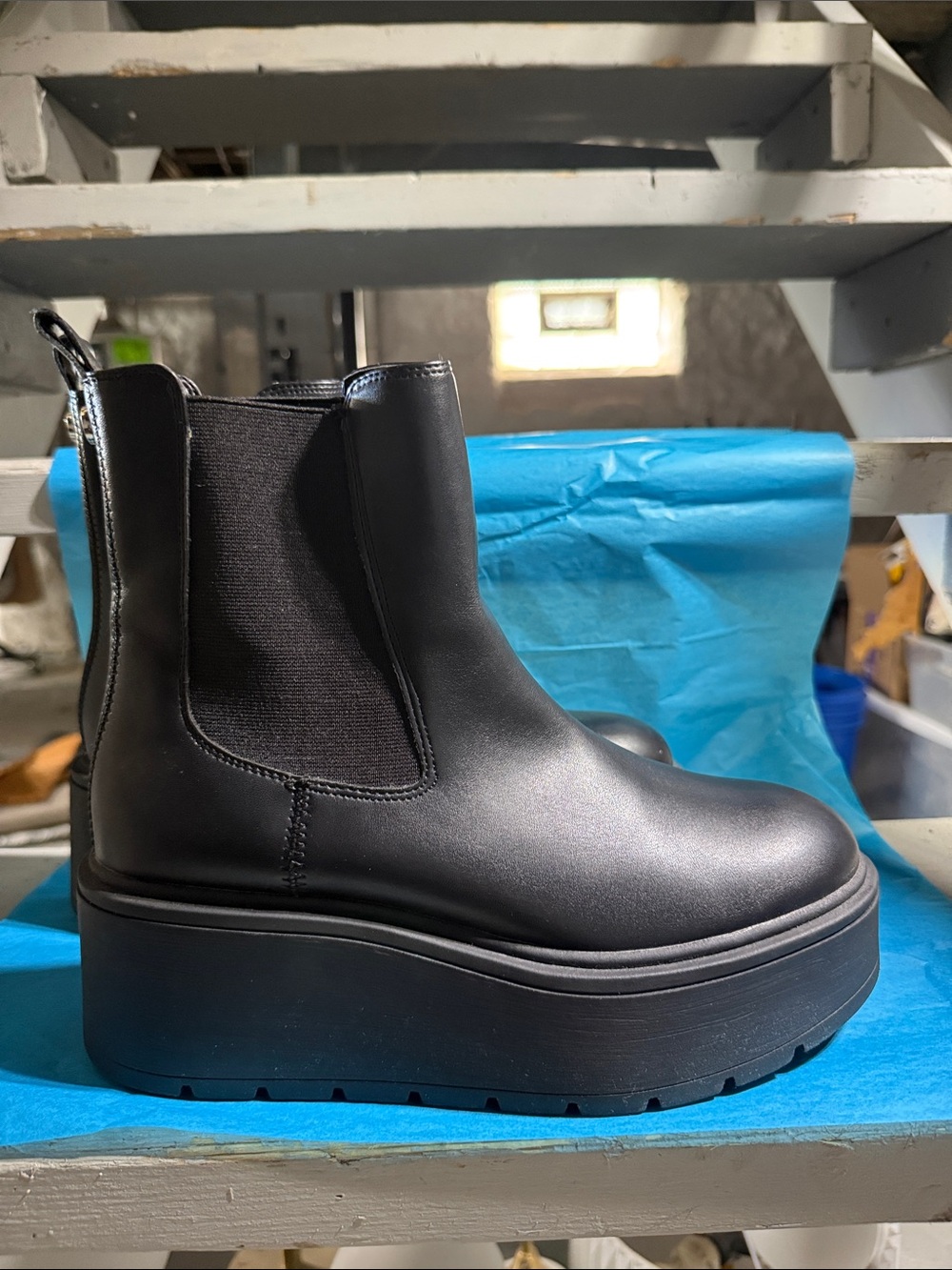 Steve Madden Black Platform Chelsea Boots